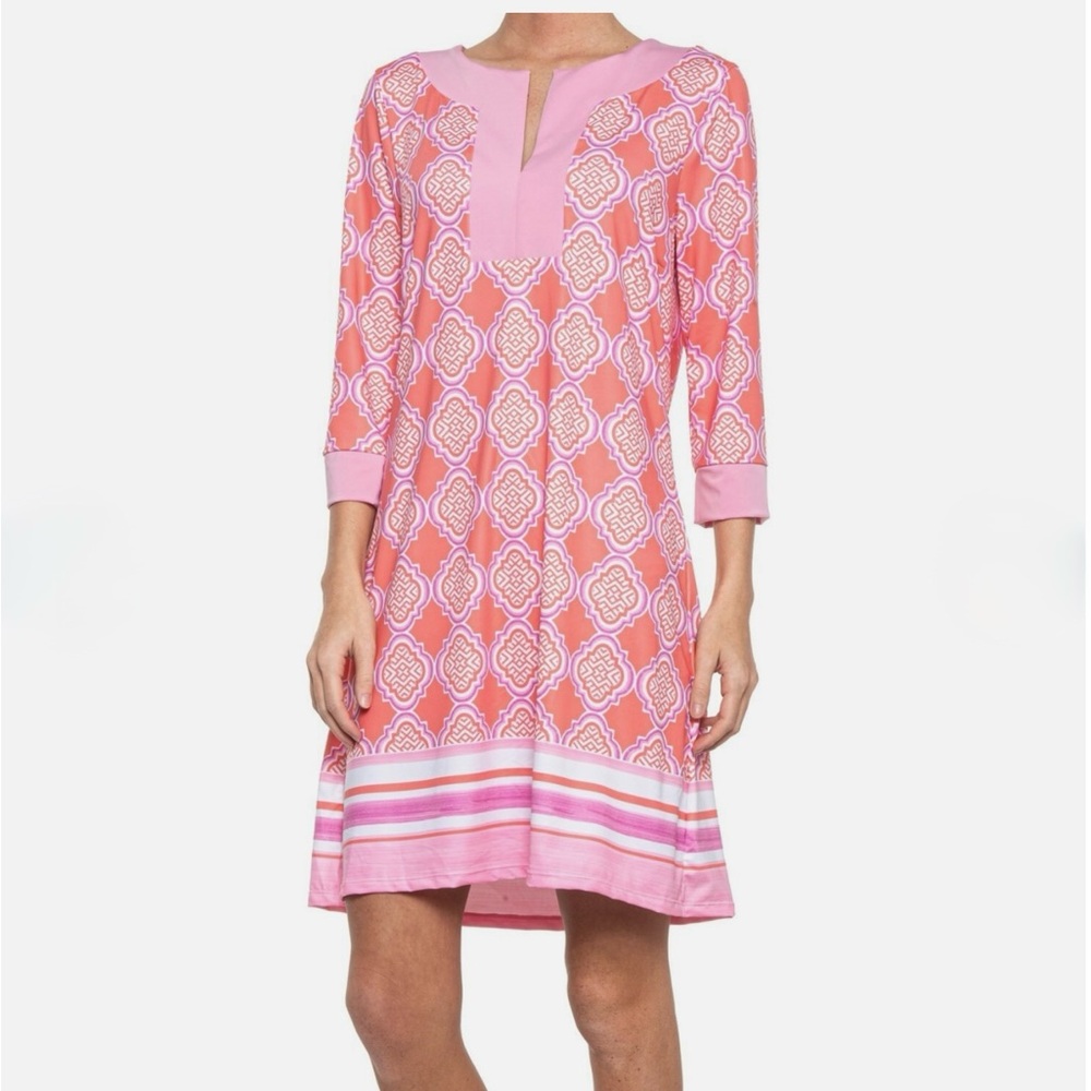 Cabana Life Coral Geo Tunic Patterned Dress NWT UPF 50+ Size L